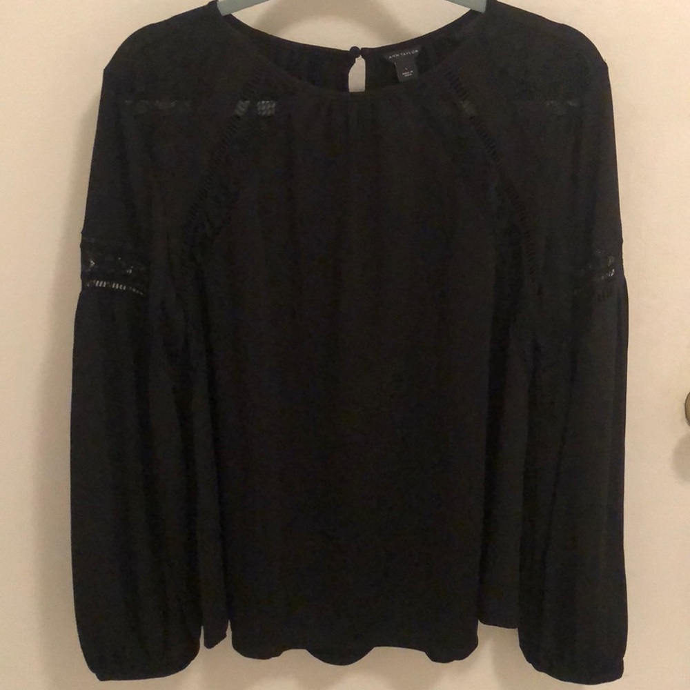Ann Taylor Black Lace Inset Top
